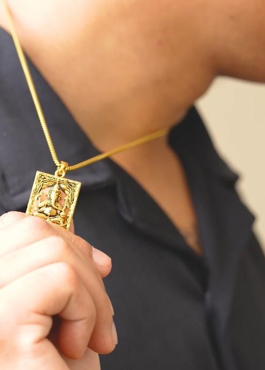 Gold Plated Ganeshji Pendant with Chain
